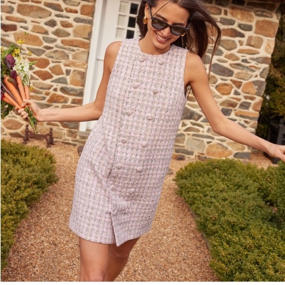 Pomander Place Dresses & Skirts - Pomander Place Pastel Pink Tweed Shift Mini Dress